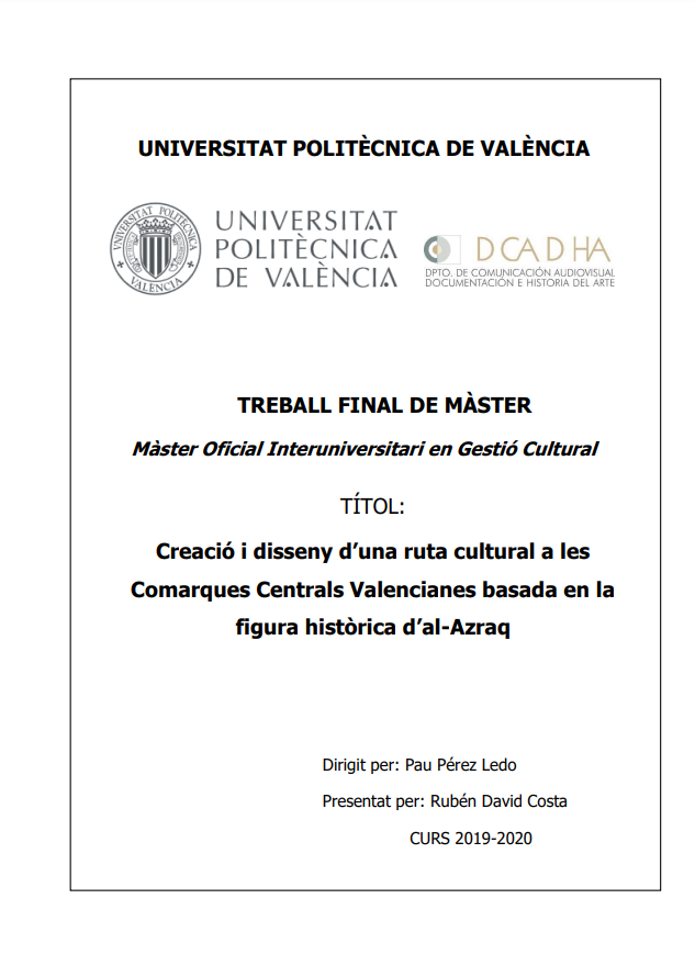 Creació i disseny d'una ruta cultural a les comarques centrals valencianes basada en la figura històrica d'al-Azraq