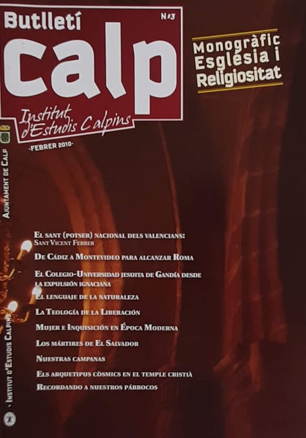 Butlletí Calp. Institut d'Estudis Calpins. Monogràfic Església i Religiositat. Nº 3. Febrer 2010